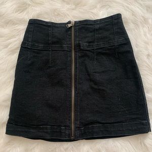 Free People High Waisted Black Denim Pencil Skirt